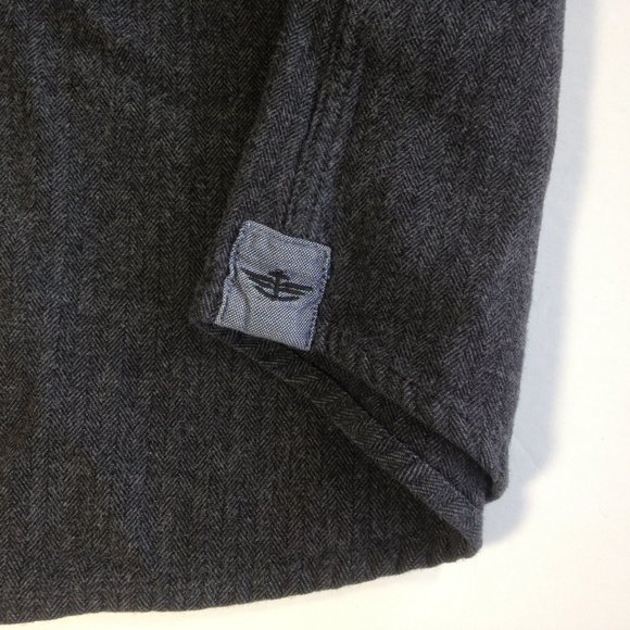 Dockers Thick Cotton Shirt Elbow Patches Flip Cuffs Gray - Great Condition - XL - Picture 7 of 9
